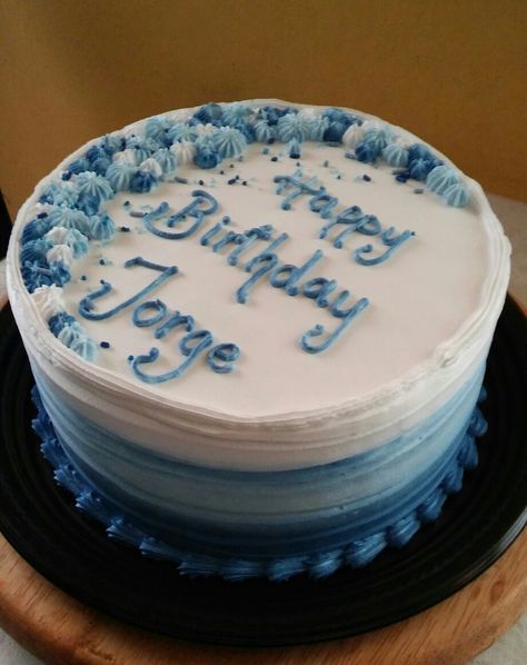 Birthday cake for men Easy Male Birthday Cake, Buttercream Cake Ideas For Men, Birthday Cake For Husband Simple, Birthday Cakes For Men Blue, Blue And Silver Birthday Cake For Men, Birthday Cake For Men Ideas, Buttercream Birthday Cakes For Men, Mans Birthday Cake Ideas, 20th Birthday Cake For Guys Simple