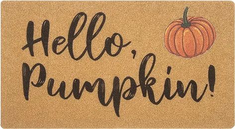 Hello-Pumpkin-Welcome-Doormat - Coir Mat for Front Door with Non-Slip Backing Fall Holiday Door Mat Pumpkin Doormat, Fall Doormat, Front Door Entrance, Coir Mat, Hello Pumpkin, Entrance Ways, Holiday Door, Front Door Mats, Welcome Door Mats