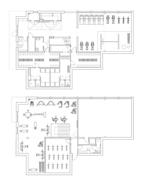 Adrenalina Fitness is a sports facility with a usable area of 580 sq.m, with the following areas: fitness, weight training and functional training;.. Gym Plans Architecture, Fitness Center Design Plan, Gym Blueprint, Gym Design Plan, Gym Plan Architecture, Gym Architecture Design, Fitness Center Interior Design, Gym Floor Plan, Personal Training Studio Design