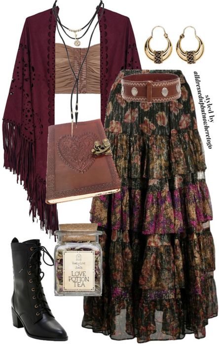 Everyday Viking Style, Fairycore Aesthetic Outfits Fall, Female Hipster Fashion, Witch Skirt Outfit, Stevie Nicks Summer Outfits, Paisley Maxi Skirt, Season Of The Witch Aesthetic Outfit, Shawl Outfits Summer, Boho Outfits Dress