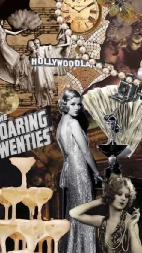 1920s Fashion Moodboard, Flappers Aesthetic, 30s Aesthetic Fashion, 1920s Collage, 1920s Moodboard, The Roaring 20s Aesthetic, Great Gatsby Wallpaper, Flapper Aesthetic, Roaring 20s Aesthetic