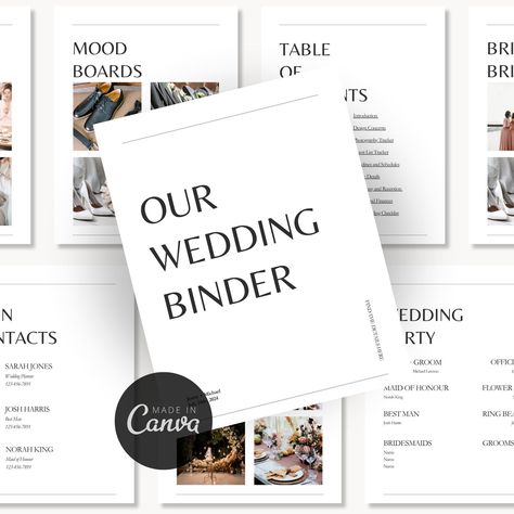 Effortless Wedding Planning: Canva Wedding Binder Template - Instant Download - Wedding Planner, Wedding Day Coordination Effortless Wedding, Binder Templates, Wedding Binder, Canva Wedding, Planning Pages, Weekend Itinerary, Smooth Sailing, Wedding Day Timeline, Event Organiser