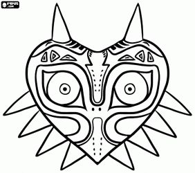 The Legend of Zelda: Majora's Mask coloring page Majora's Mask Tattoo, Mask Coloring Page, Zelda Party, Legend Of Zelda Majora's Mask, Zelda Drawing, Zelda Tattoo, Zelda Birthday, Mask Drawing, Handpoke Tattoo