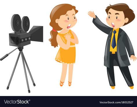 Two actors acting out in front of camera Vector Image Actor Illustration, Acting Drawing, Acting Illustration, Acting Masks Drawing, Film Crew Illustration, Cartoon Voice Actors, Actors Illustration, Camera Illustration, Video Game Development