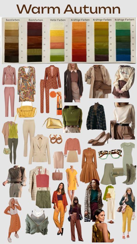 Warm Autumn Warm Tone Outfits, Deep Autumn Palette, Autumn Color Palette Fashion, Warm Tone Colors, Warm Fall Outfits, Autumn Skin, Soft Autumn Color Palette, Deep Autumn Color Palette, Color Outfits