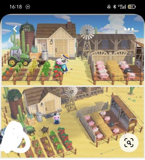 Acnh Farm Design, Acnh Farm Ideas, Animal Crossing Farm, Animal Crossing Happy Home Paradise, Acnh Diy, Acnh Farm, Acnh Summer, Acnh Spring, Happy Home Paradise