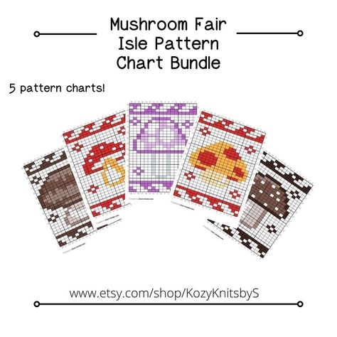 Mushroom Chart, Motif Fair Isle, Fair Isle Knitting Patterns, Fair Isle Pattern, Fair Isle Knitting, Nature Inspired Design, Printable Patterns, Knitting Crochet, Comforters Cozy