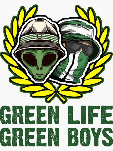 "casablanca, Ultras Green Boys, Green Life Green Boys" Sticker For Sale 393 Green Boys Ultras Logo, Ultras Green Boys, Raja Casablanca, Dj Techno, Green Gang, Green Boys, Alien Drawings, Space Drawings, Hey Bro