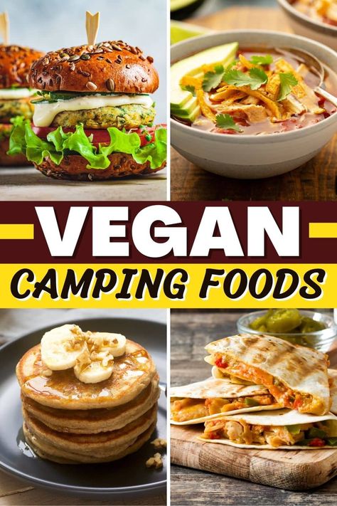 Vegan Rv Meals, Meatless Camping Meals, Easy Vegan Travel Meals, Vegetarian Camping Meals, Vegan Camping Meals, Vegan Picnic Food, Vegetarian Camping Recipes, Campfire Pizza, Vegetarian Camping