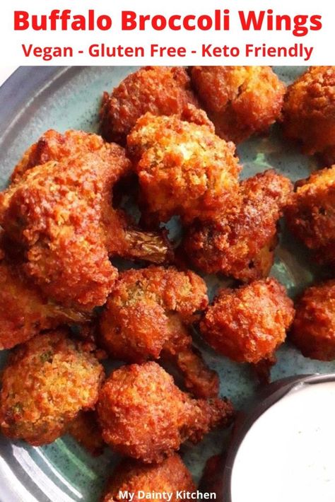 buffalo broccoli wings is a quick and delicious vegan appetizer. this breaded buffalo broccoli is kid friendly as well. Gluten free option included. This super crispy broccoli wings is perfect party appetizer. #buffalobroccoli, #broccoliwings, #buffalobroccoliwings, #veganbroccoliappetizers, #veganbroccolirecipe, #broccolibangbang, #bbqbroccoli, #veganbroccoliwings, #broccoliwings, #appetizers, #partyappetizer, #quickappetizer Buffalo Broccoli Air Fryer, Broccoli Wings, Buffalo Broccoli, Bbq Broccoli, Crispy Broccoli, Vegan Appetizer, Vegan Broccoli, Spicy Wings, Vegan Cauliflower