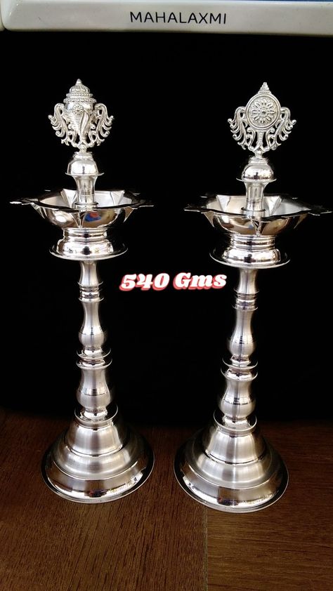 Mahalaxmi gold and diamond merchants Silver Kuthu Vilakku Worldwide shipping available Customer care number 9283 916 916 Silver Deepam Lamps, Silver Kundulu Designs, Silver Kuthu Vilakku, Silver Deepam Design, Silver Deepam, Silver Lamp, Pooja Items, Silver Pooja Items, Silver Items