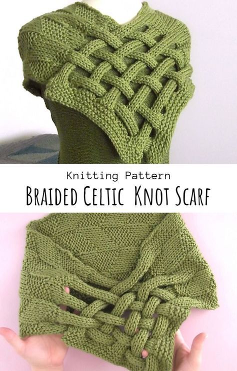 Celtic Clothing, Crochet Beaded Necklace, Braided Scarf, Cable Knitting Patterns, Scarf Knots, Knitting Patterns Free Scarf, Knitting Patterns Free Hats, Cable Knitting, Celtic Knots