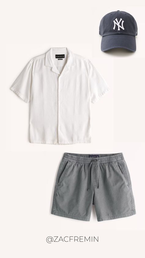 Mens sumple summer outfit idea Clothes For Summer Men, Fashion Outfits Summer Men, Man Outfit Casual Summer, Men Style For Summer, Simple Men Outfits Summer, Summer Man Clothes, Casual Summer Men Outfits, Men Looks Summer, Shorts For Men Outfits