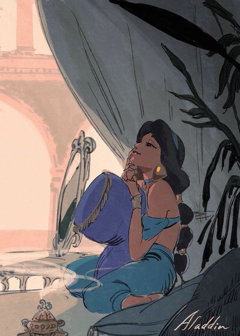 Aladdin And Jasmine, Disney Aladdin, Pinturas Disney, Disney Princess Art, Princess Art, Disney Fan Art, Disney And Dreamworks, Disney Drawings, Cute Disney