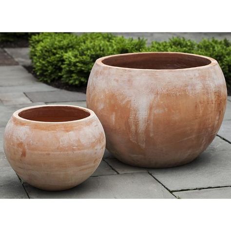 Terra Cotta Bowl Planters – Set of 2 Campania International, Terracotta Bowl, Handmade Pot, Terracotta Pot, Terracotta Planter, Garden Accents, Outdoor Planters, Outdoor Art, Terracotta Pots