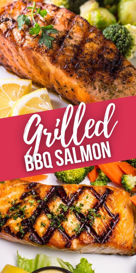 This Grilled BBQ Salmon is simple. It is simple to make and simply delicious to eat. It only takes a few ingredients and a few minutes to produce this tempting salmon dish. Salmon Bbq Grill, Salmon On Bbq Grill, Bbq Salmon Recipes Barbecues, Bbq Salmon Side Dishes, Bbq Salmon Steaks, Bbq Grilled Salmon, Barbecue Salmon Recipes, Salmon Barbeque Recipes, Bbq Salmon Recipes In Foil