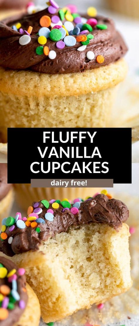 Dairy Free Cupcakes Vanilla, Best Dairy Free Cupcakes, Small Batch Dairy Free Cupcakes, Dairy Free Chocolate Cupcake Recipe, Lactose Free Cupcakes, Dairy Free Vanilla Cupcakes, Non Dairy Cupcakes, Dairy Free Deserts Easy Recipes, Lactose Free Cupcakes Recipes