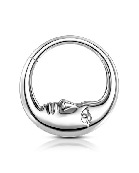 PRICES MAY VARY. [Design] This Septum Ring Adopted the Unique Moon Face Element, Dainty and Cool, Suitable for your Daily Makeup and Outfit with no Difficulty. [Gauge Size] 16G = 1.2MM; Hoop Diameter: 8MM; Easy to wear on and take off. [Material] This Septum Ring is made of the G23 Solid Titanium Material, Hypoallergenic, Friendly for your Sensitive Skin. [Value Pack] Every Package included 1 Piece Titanium Septum Ring , a great choice as a gift for your friend, your family or yourself. [Cocharm Moon Nose Piercing, Cool Septum Jewelry, Silver Septum Piercing, Cute Septum Rings, Septum Piercing Jewelry, Face Jewelry, Daith Piercing Jewelry, Septum Rings, Daith Earrings