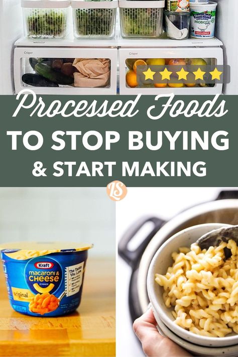 Today, we’re going to take the small swaps one step further by talking about 7 processed foods to stop buying and start making. Less Processed Meals, How To Avoid Processed Foods, Eat Less Processed Food, Eating Less Processed Foods, Easy Homemade Food Swaps, How To Eliminate Processed Foods, Non Ultra Processed Food, Low Processed Foods, Removing Processed Foods