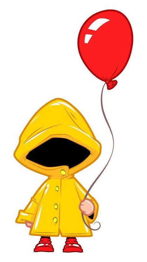 Halloween Cartoon Characters Drawing, It Balloon Pennywise, Pennywise Cartoon, Raincoat Drawing, Red Drawing Ideas, Pennywise Drawing, It Balloon, It The Movie, The Movie It