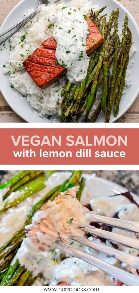 Learn how to make Vegan Salmon using tofu and a simple, umami-flavored marinade. It’s surprisingly easy to make and looks, tastes, and feels just like real salmon! Drizzle a little lemon dill sauce on top and dig in. Vegan Seafood Recipes, Vegan Fish Sauce Recipe, Vegan Salmon Recipe, Keto Dill Sauce For Salmon, Dill Sauce Salmon, Vegan Fish Alternative, Vegan Tofu Salmon, Tofu Salmon, Salmon Lemon Dill Sauce