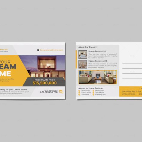 Real Estate Post Card Real Estate Post, Buy Real Estate, Modern Homes For Sale, Open Dining Room, Postcard Design, Real Estate Buying, Post Card, Modern Graphic Design, Card Card