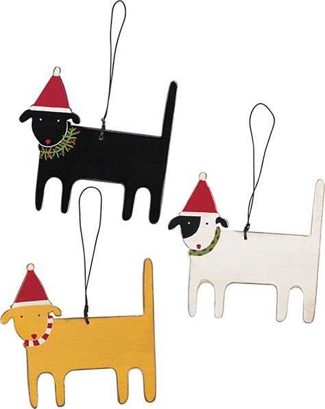 Amazon.com: Primitives by Kathy Rustic Wood Ornaments, Set of 3, White, Black, Yellow (23155) : Home & Kitchen Designer Names, Holly Wreath, Rustic Ornaments, Dog Christmas Ornaments, Wood Dog, Primitives By Kathy, Felt Cat, Ornament Kit, Cat Ornament