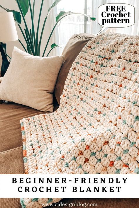 Chunky Crochet Blanket Pattern, Crochet Throw Pattern, Chunky Crochet Blanket, Crocheted Blanket, Crochet Blanket Designs, Beginner Crochet Projects, Crochet Simple, Manta Crochet, Haken Baby