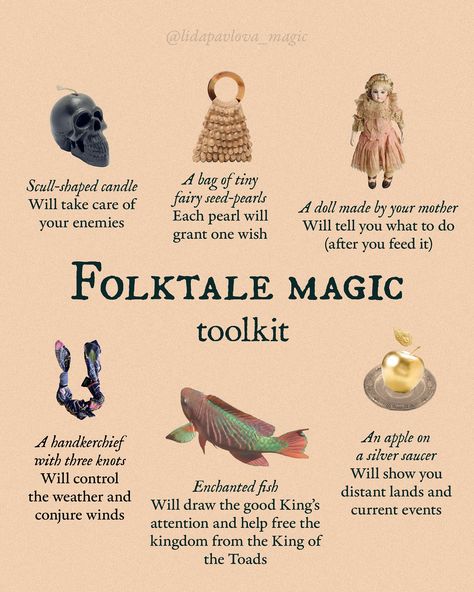 Learn how to use these magical objects properly: 💀 Russian tale ‘Vasilisa the Beautiful’ 🍏 Russian tale ‘The Tale of the Silver Saucer and the Crystal Apple’ 🪢 Estonian tale ‘The forbidden knot’ 🪆 Russian tale ‘Vasilisa the Beautiful’ 💎 Croatian tale ‘Reygoch’ 🐟 Czech tale ‘The King of the Toads’ Russian Witchcraft, Vasilisa The Beautiful, Witchcraft Inspiration, Magical Objects, Crystal Apple, One Wish, Folk Tales, Seed Pearl, Toad