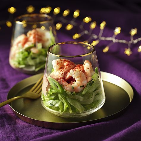 Prawn Cocktail Recipe | Recipes from Ocado Prawn Cocktail Sauce, Marie Rose Sauce, Cocktail Christmas, Pizza Dinner, Prawn Cocktail, Marie Rose, Tabasco Sauce, Cocktail Sauce, Iceberg Lettuce