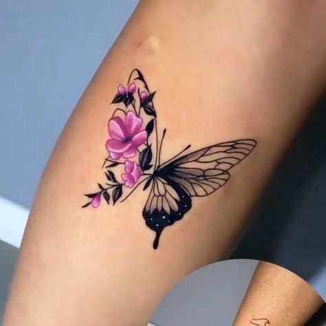 Colour Tattoo For Women, Unique Butterfly Tattoos, Butterfly Tattoos For Women, Anklet Tattoos, Tattoos For Women Flowers, Tasteful Tattoos, Tattoos For Black Skin, Hand Tattoos For Women, Pretty Tattoos For Women