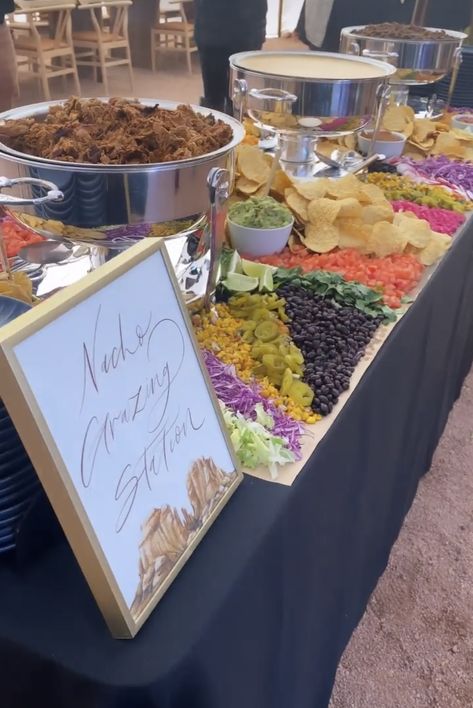 Mexican Food Buffet Wedding, Taco Bar Charcuterie Table, Nacho Bar Display, Taco Charcuterie Table, Wedding Nacho Bar Ideas, Fancy Nacho Bar, Build Your Own Nacho Bar Ideas, Upscale Taco Bar, Taco Bar Set Up Ideas Mexican Buffet