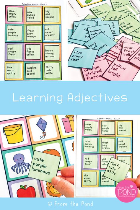 Adjectives Activities For First Grade, Adjective Games For Kids, Adjective Games Activities, English Class Activities, Adjectives Games, Adjectives Activity, Adjective Activities, Adjective Games, Adjectives Esl