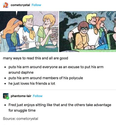 Poly Mystery Gang, Scooby Doo Polycule, Shaggy Scooby Doo Fanart, Scooby Doo Oc, Scooby Doo Shaggy X Fred, Fred X Shaggy, Scooby Doo Meme, Scooby Doo Tumblr, Poly Scooby Gang