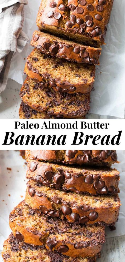 Almond Butter Banana Bread, Paleo Baking Recipes, Banana Pecan Bread, Almond Butter Recipes, Paleo Banana Bread, Flours Banana Bread, Paleo Banana, Paleo Baking, Chocolate Chip Banana