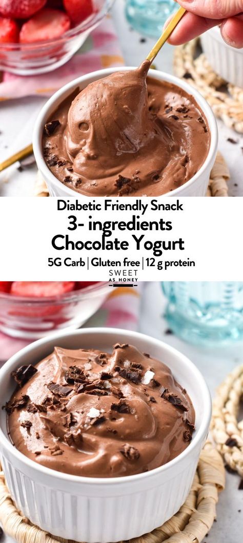 3 Ingredient Chocolate Pudding, Easy Healthy Pudding Recipes, Liver Healthy Desserts, Diet Chocolate Desserts, Dessert Recipes Using Greek Yogurt, Chocolate Protein Yogurt Bowl, Healthy Easy Desserts Quick Simple, High Protein Custard, Healthiest Desserts Clean Eating