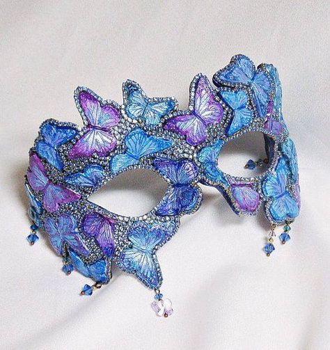 Butterfly Masquerade Mask, Butterfly Masquerade, Masquerade Mask Diy, Rhinestone Mask, Purple Mask, The Mask Costume, Beaded Mask, Anting Manik, Masquerade Ball Mask