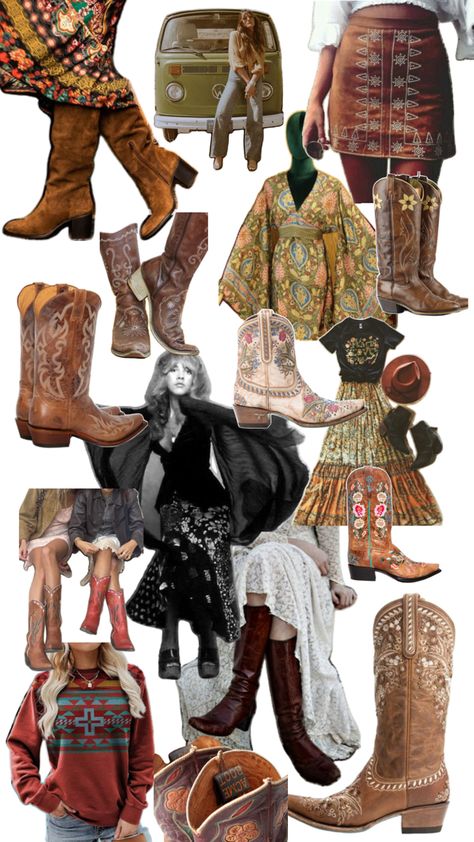 70 Fashion Women Style, 1950s Aesthetic Fashion, 1970s Rock Fashion, 70s Western Aesthetic, Western Hippie Fashion, Olive Jeans Outfit, 70s Cowgirl, Garden Outfit, 70s Inspired Outfits