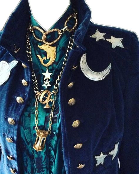 Chest Jewelry, Couture Jewelry, Fantasy Clothing, Fantasy Fashion, Character Outfits, Dandy, Blue Velvet, Costume Design, Look Cool