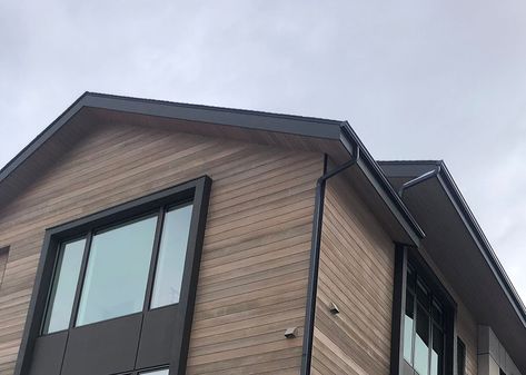 Brown Wood Siding Exterior, Wood Accent Exterior House, Dark Brown Siding Exterior, Steel Siding House, Cedar Siding Exterior, Mountain Airbnb, Brown Siding, Exterior Cabin, Brown House Exterior