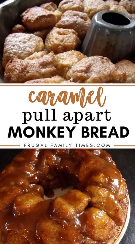 5 Minute Bread, Bread Pull Apart, Pull Apart Monkey Bread, Caramel Monkey Bread, Cinnamon Pull Apart, Monkey Bread Recipe, Bread Dough Recipe, Bread Breakfast, Gooey Caramel