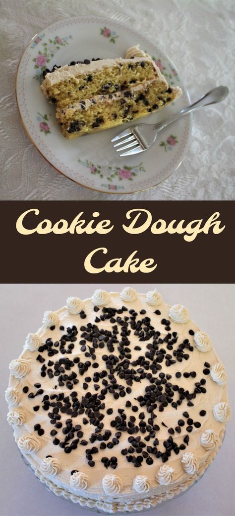 Chocolate And Cookie Dough Cake, Cookie Dough Cake Easy, Cookie Dough Cake Recipe, Chocolate Chip Cookie Dough Cake, Cookie Dough Cake, Desserts Cake, Moist Cake, Cake Cookie, Chocolate Chip Cookie Dough