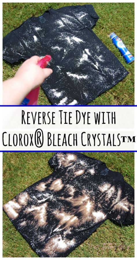 Reverse Tie Dye with Clorox® Bleach Crystals™ Tutorial @Walmart #ad #TotalBleachControl | The TipToe Fairy Bleach Shirt Diy, Tie Dye Tutorial, Tie Dye Shirts Patterns, Ty Dye, Diy Tie Dye Techniques, Diy Tie Dye Designs, Clorox Bleach, Tie Dye Patterns Diy, Diy Sy