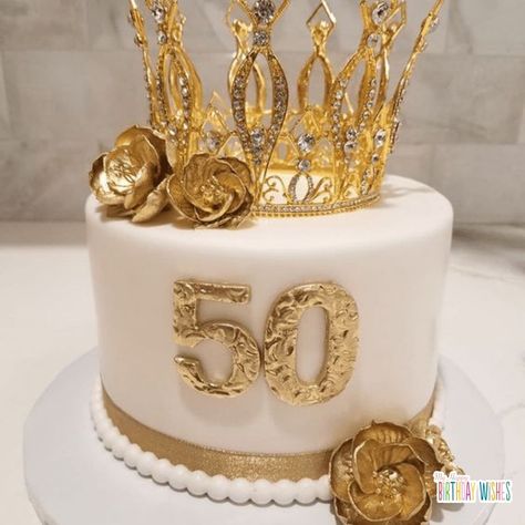 63 Unique 50th Birthday Cake Ideas with Images 49 Birthday Cake Women, Birthday Cake For Mom Mothers Elegant, Gold Cake Ideas Birthday, Cake Queen Birthday, Cake Design 50th Birthday, 5oth Birthday Cake For Women, Mom 50th Birthday Cake, 50th Birthday Cake For Women Mom, Cake Designs For 50th Birthday For Women