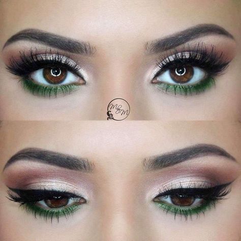 Eye Bags Makeup, Wedding Brown, Make Up Designs, Green Eyeliner, Make Up Studio, Wedding Makeup For Brown Eyes, Simple Eyeliner, Green Ideas, Neutral Eyes