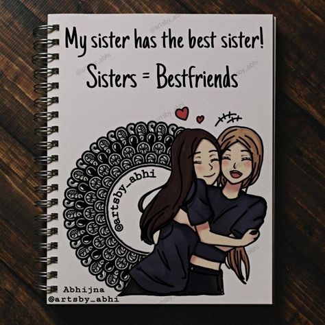 DM FOR CUSTOMISED ARTWORKS/ PURCHASES/ORDERS ETC 💟 Mandala Art Best Friend, Mandna Art, Brother And Sister Drawing Easy, Friendship Paintings, Sisters Drawing, Easy Mandala Drawing, Bubble Painting, Sisters Art, Meaningful Drawings