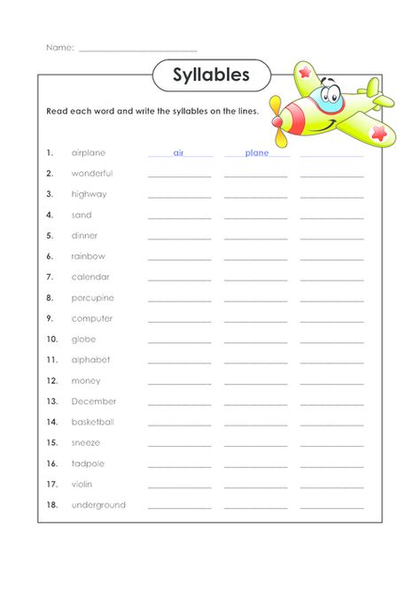 Reading Tutor, Syllables Activities, Grammar Notes, English Grammar Notes, Reading Tutoring, English Time, French Worksheets, Teaching Spelling, Answer Sheet