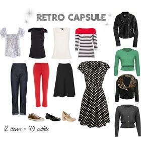 Retro Capsule Wardrobe, Mini Capsule Wardrobe, 50s Bombshell, Vintage Capsule Wardrobe, Mode Rockabilly, Gamine Style, Fashion Capsule Wardrobe, Spring Capsule, Look Retro