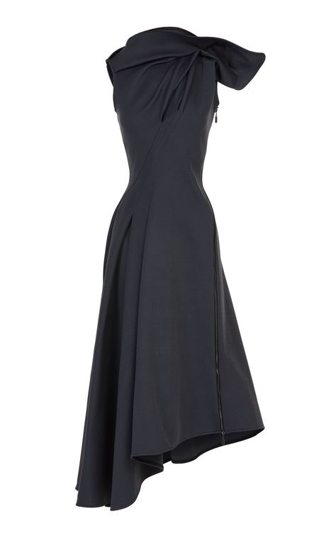 Paramour Asymmetrical Midi Dress by MATICEVSKI for Preorder on Moda Operandi Elegant Dresses Classy Black, Midi Elegant Dress Classy Chic, Assymetric Dress, Midi Dress 2023, Cocktail Wedding Guest Dress, Asymmetrical Dresses, Robes Glamour, Asymmetric Dress, Couture Mode