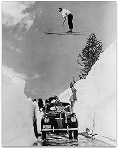 Ski Jump - 11x14 Unframed Art Ski Poster Art Print - Great Vintage Black and White ski decor Photo Gift and Decor for Ski Lodge and Mountain Cabin Vintage Ski Poster Skiing Images, Vintage Ski Photos, Vintage Ski Posters, Ski Poster, Ski Club, Ski Posters, Joining The Army, Vintage Ski, 8x10 Photo